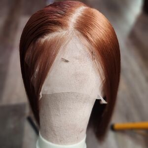 24 Inch Copper/Ginger Blowout/Yaki Straight Textured Lace Front Wig